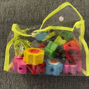 Colorful Wooden Flower and Ladybug Bead Set